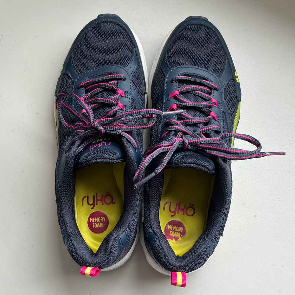 ‼️SOLD‼️ ryka Impress Navy, Yellow & Pink Walking Shoes - Picture 4 of 12